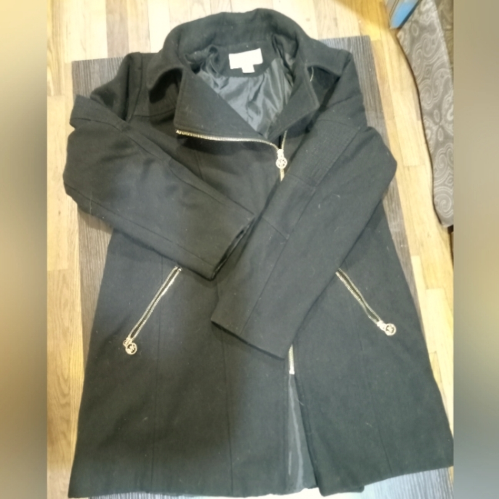 Michael Kors Wool Blend Zip Up Coat